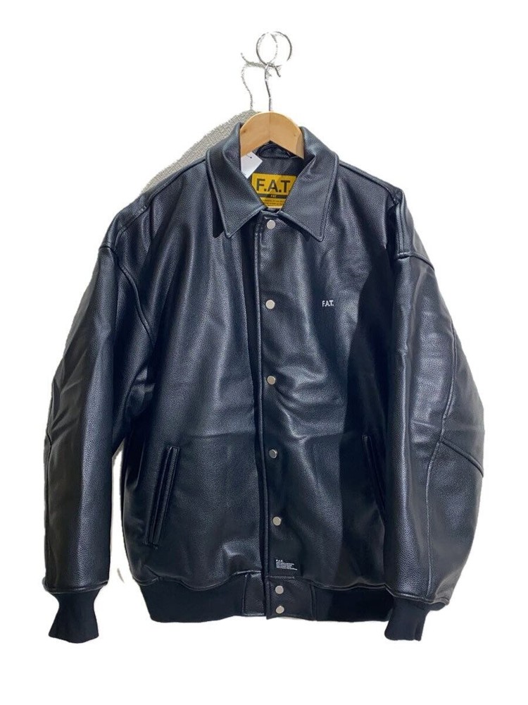 Men's Black Leather-Look Polyester Blouson Jacket F32320-JK11