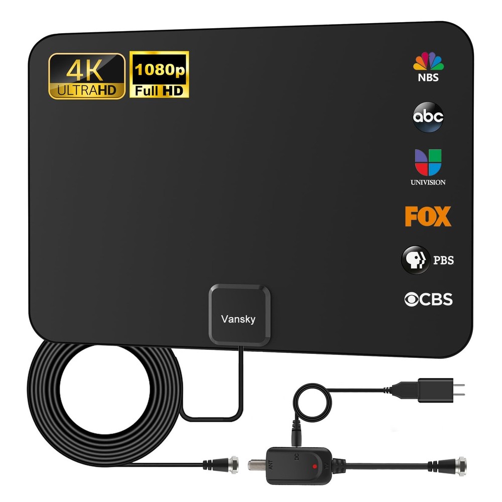 Vansky 2018 Upgraded Digital HDTV Antenna Indoor Amplified 50-80 Mile Range 4K UHF Ready-image