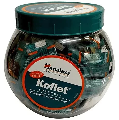 1 Box 75 pc Himalaya Herbals KOFLET Lozenges Jar For Sore Throat - FREE SHIP