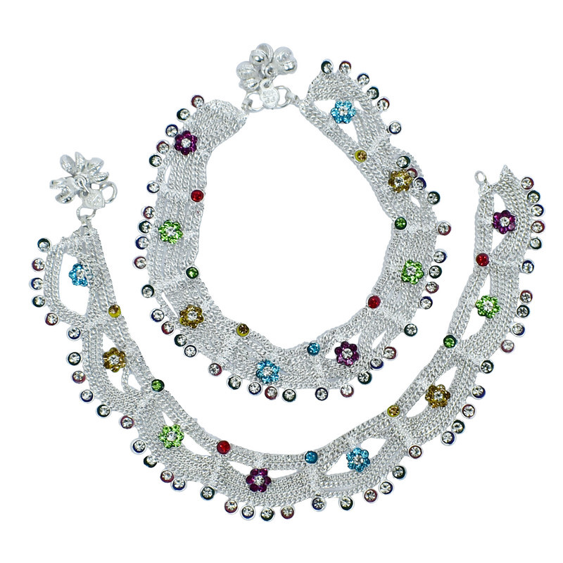 Anklet Payal Barefoot Multicolor Ankle Bracelet Chain Ethnic Stylish Bridal Gift-image