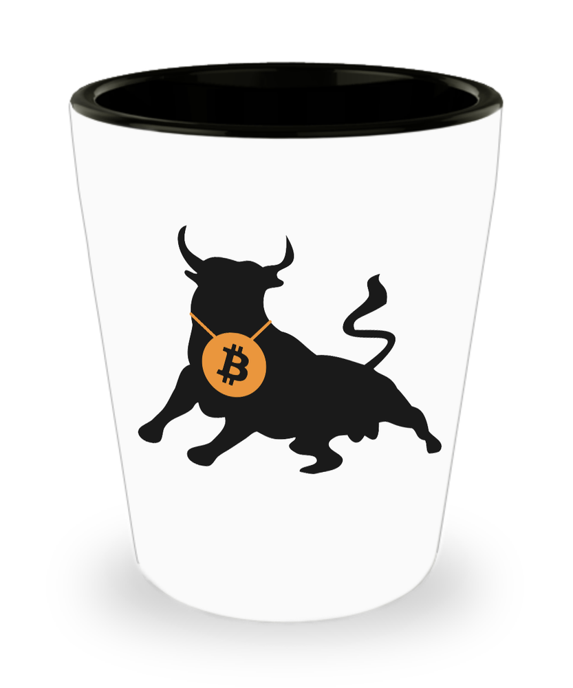 Bitcoin Bull Shot Glass Cryptocurrency Free Market BTC Crypto Blockchain Invest-image