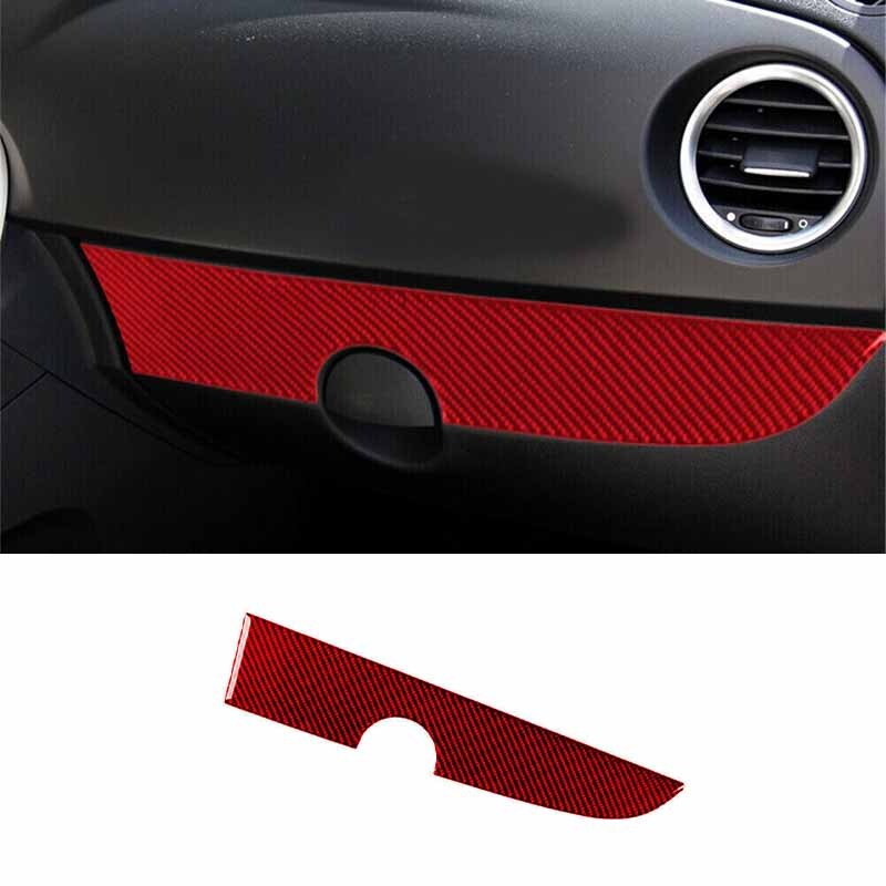 Carbon Fiber Red For 12-15 Fiat 500 Panel Cover Trim Sticker Interior Glove Box