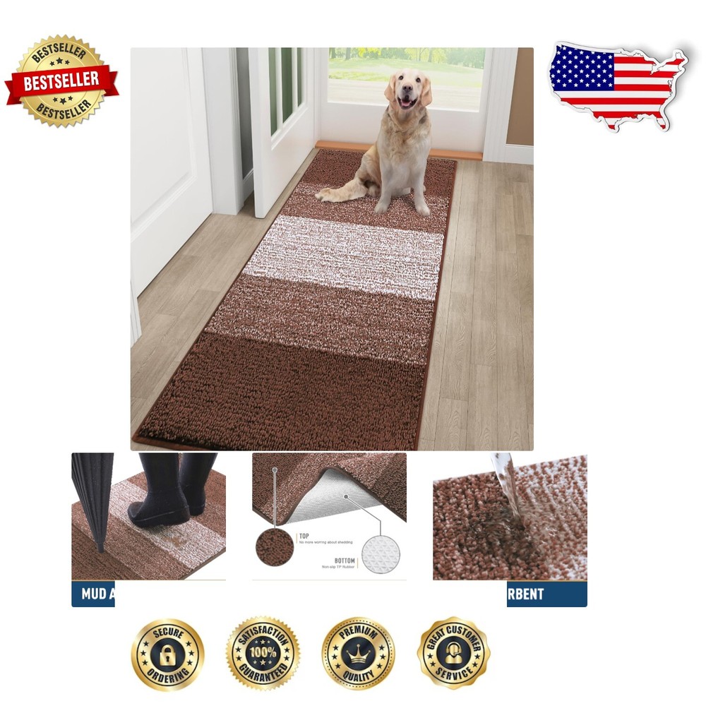 Versatile 48x30 Entryway Dog Mat – Absorbs Moisture, Stylish Striped Design