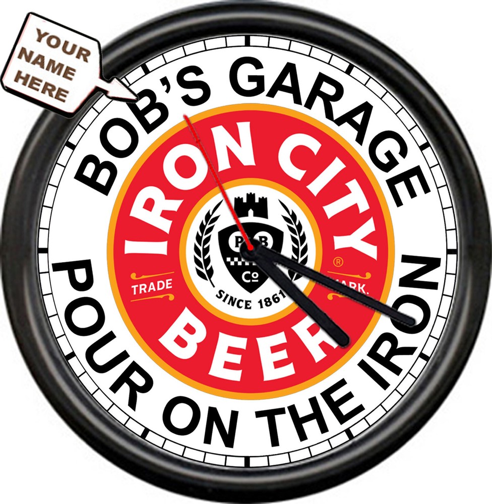 Custom Iron City Beer Man Cave Wall Clock - Pittsburgh Brewery Decor-image