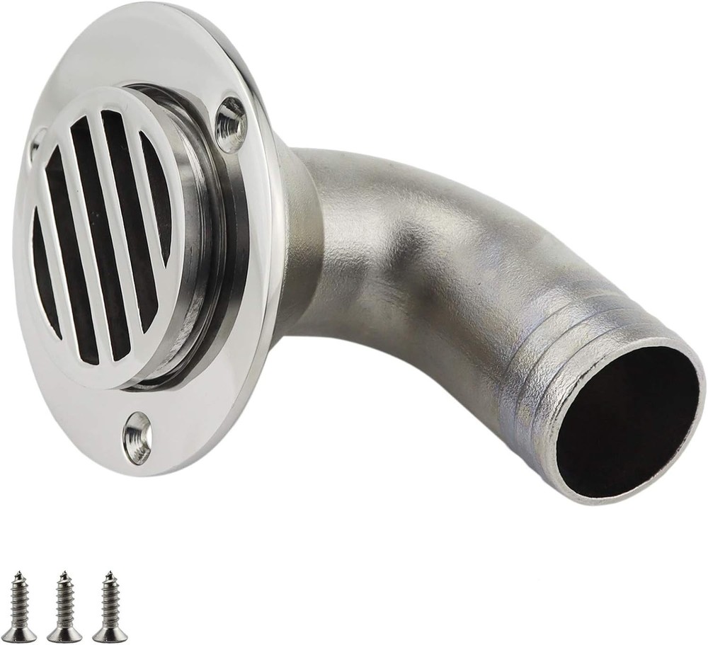 NRC&XRC Stainless Steel 316 Marine Deck Drain 90 Degree Floor Scupper with Screw