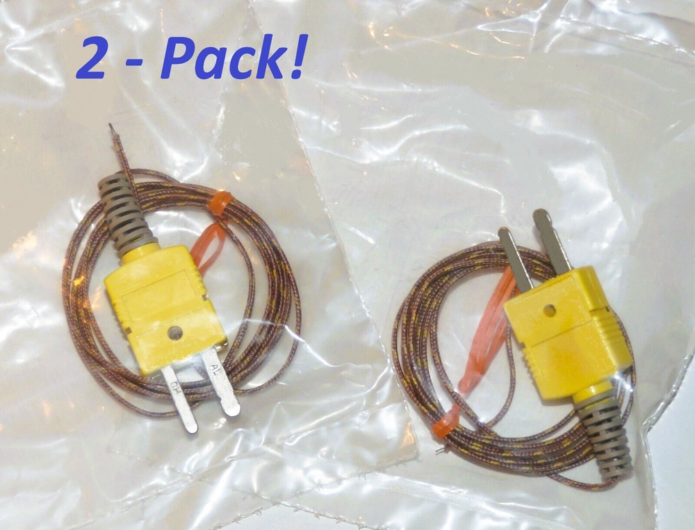 ◭ Authentic OMEGA ◮ Lot of (2) Type K 0 - 482° c Thermocouple 30 AWG 1 m. Sensor