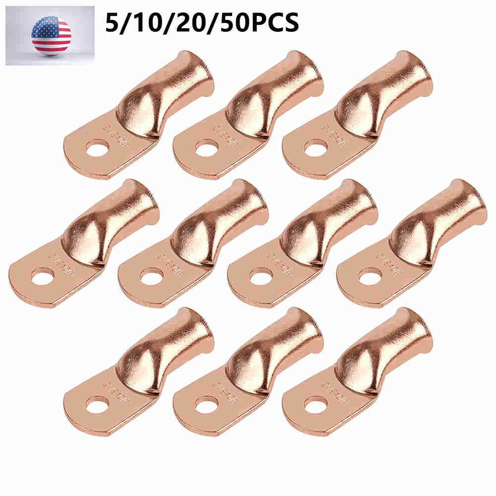 8-4/0 AWG Copper Wire Lugs Ring Terminal Bare Battery Welding Crimp Connectors