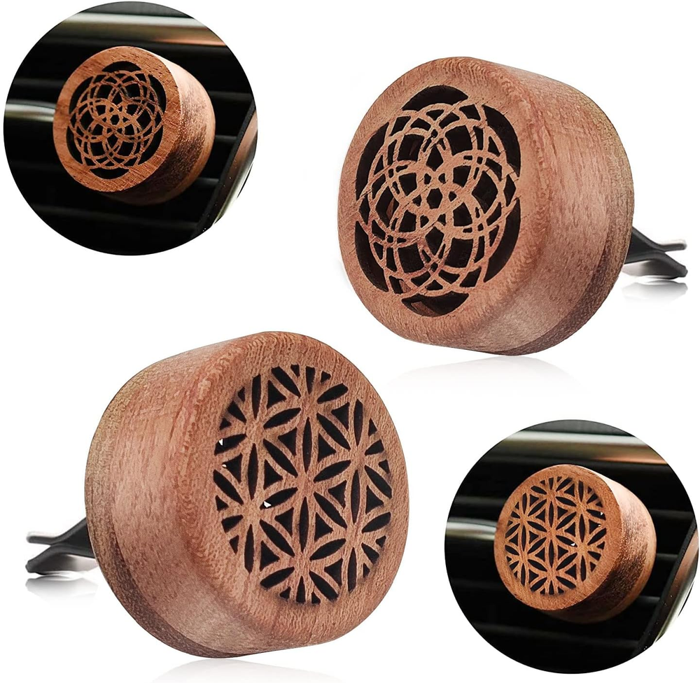 2 Pcs Car Essential Oil Diffuser,Car Aromatherapy Diffuser Vent Clip Mini Wood C