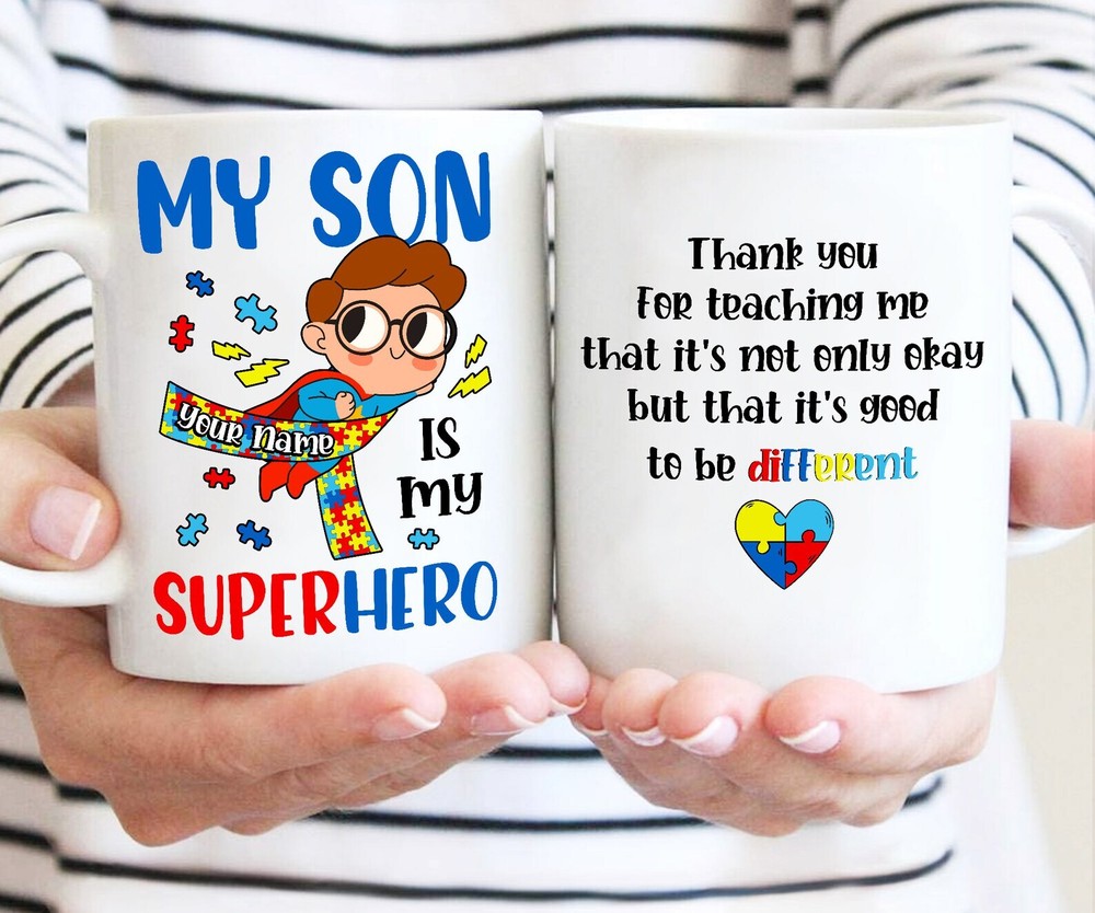 Personalized Autism Awareness Thank You Son Mug for Autism Moms