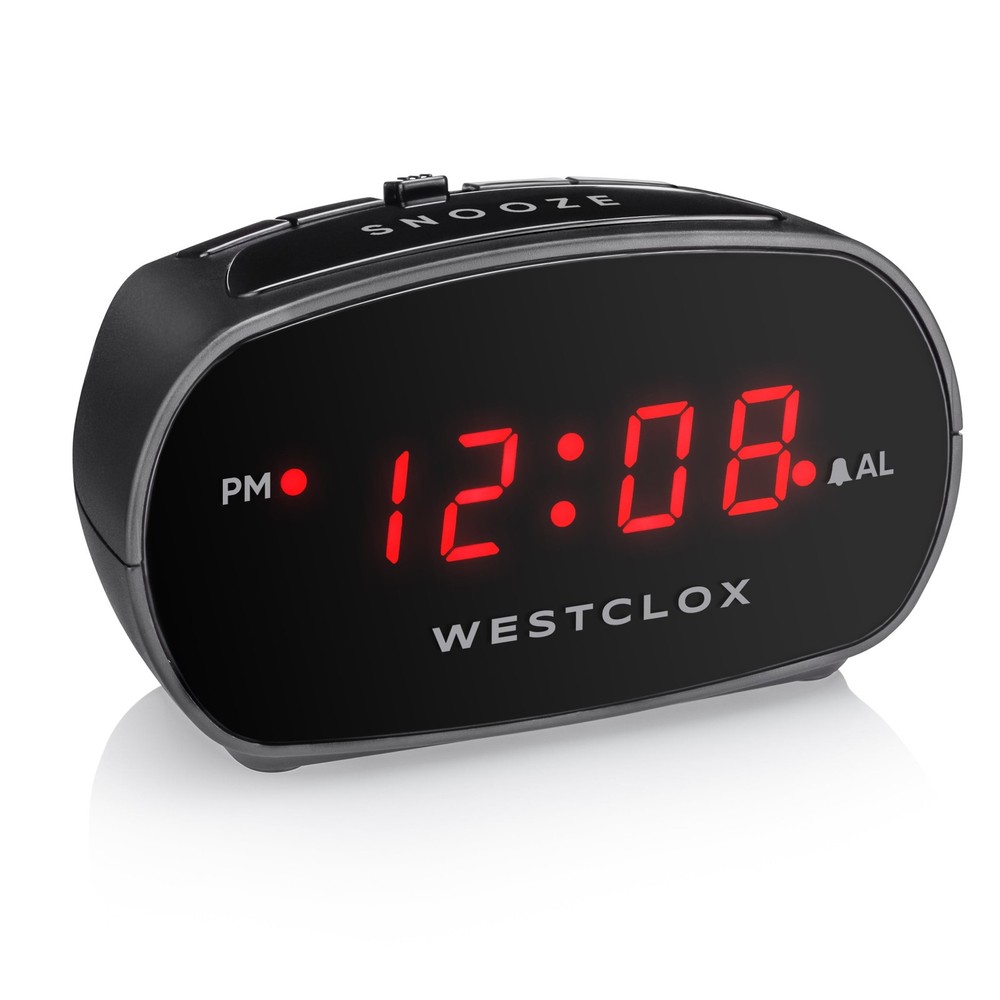 Westclox Basic Black Digital Red LED Bedside or Desk Alarm Clock