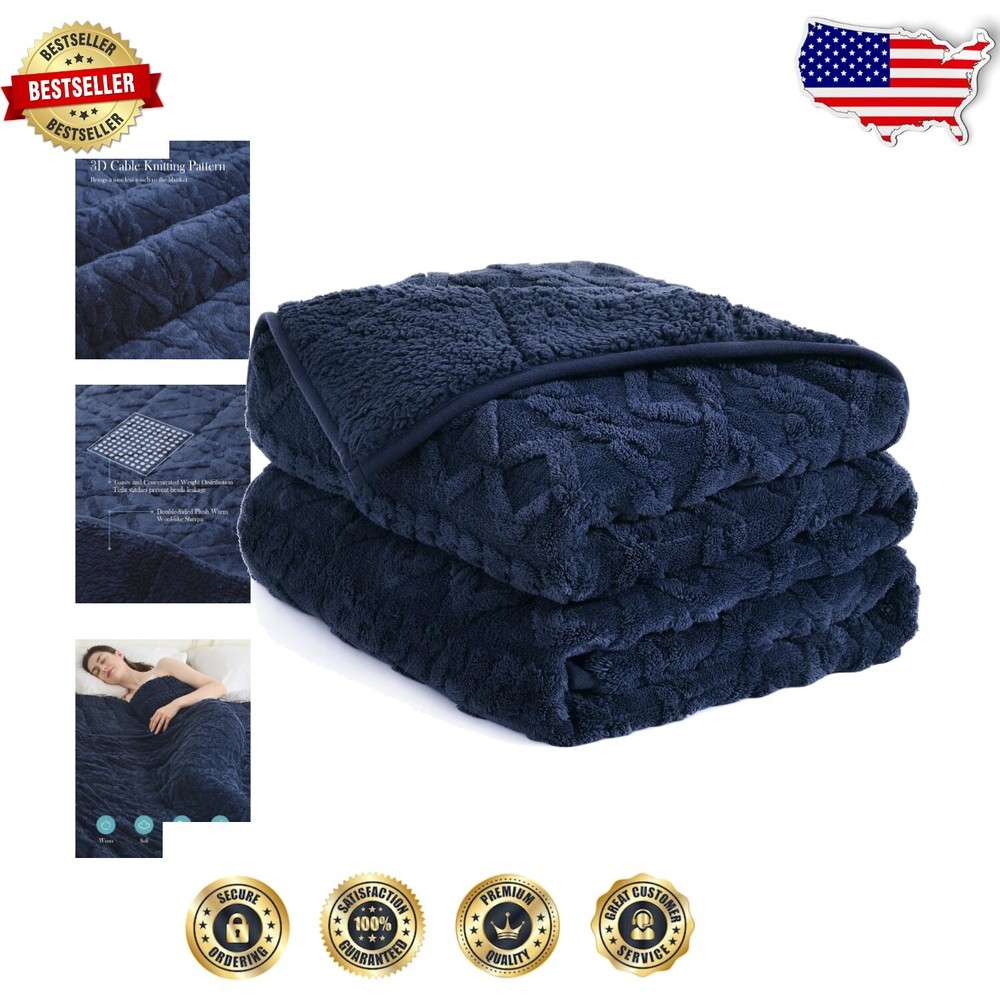 Sherpa 20 lbs Weighted Blanket 60x80 Navy Blue for Sleep Camping and Relaxation