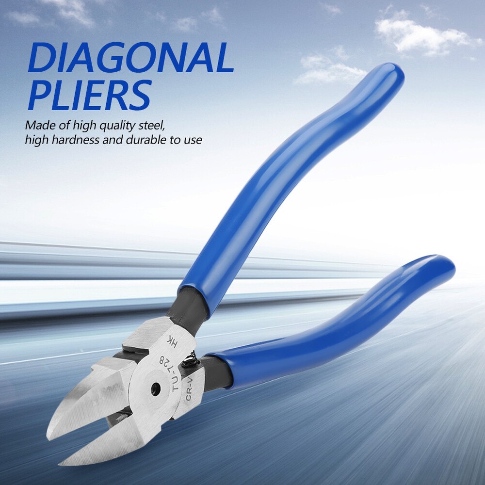 8-Inch Blue Diagonal Pliers for Wire Cutting and Cable Nipping  