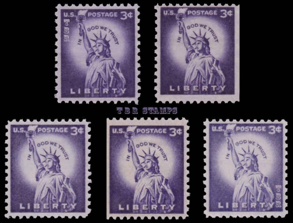 Upgrade your collection with the Statue Liberty 3c Issue Variety Set of 5 MNH – buy now-image
