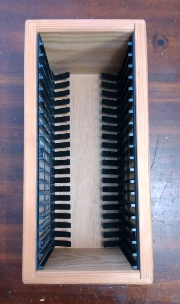 Vtg Wood CD Storage Rack Holder Organizer Display Holds 20