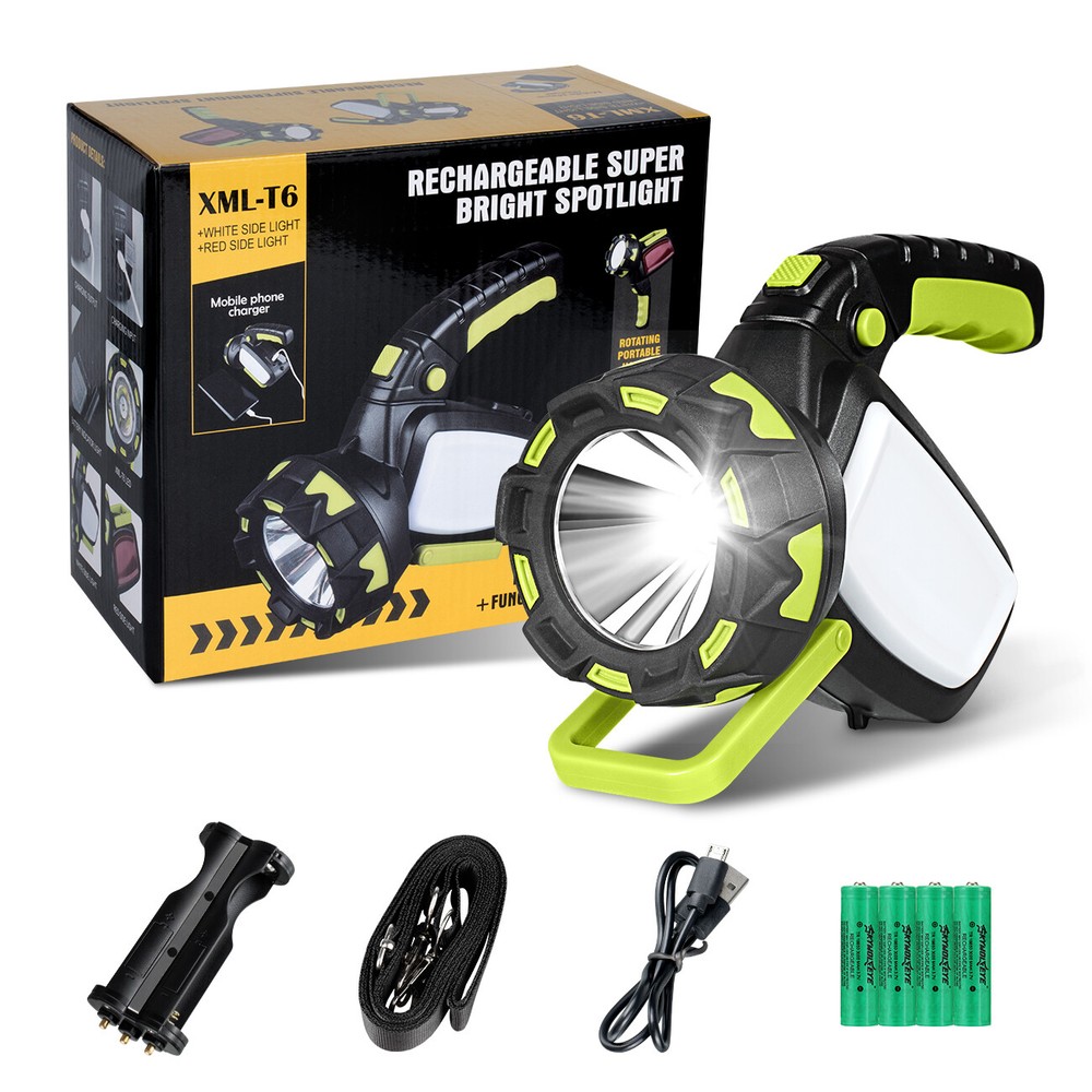 Super Bright Rechargeable LED Spotlight Flashlight with USB Handheld Searchlight for Powerful Illumination