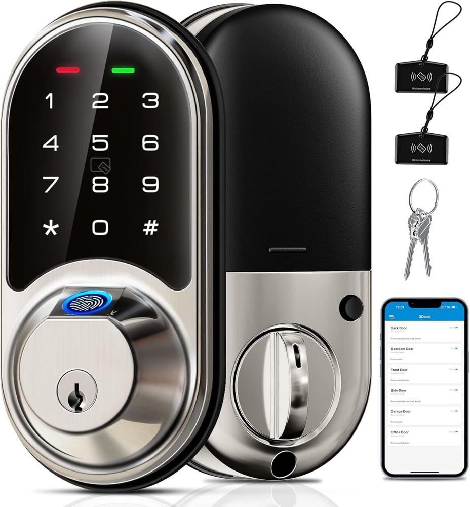Biometric Smart Door Lock with Fingerprint Access App Control Remote Sharing-image