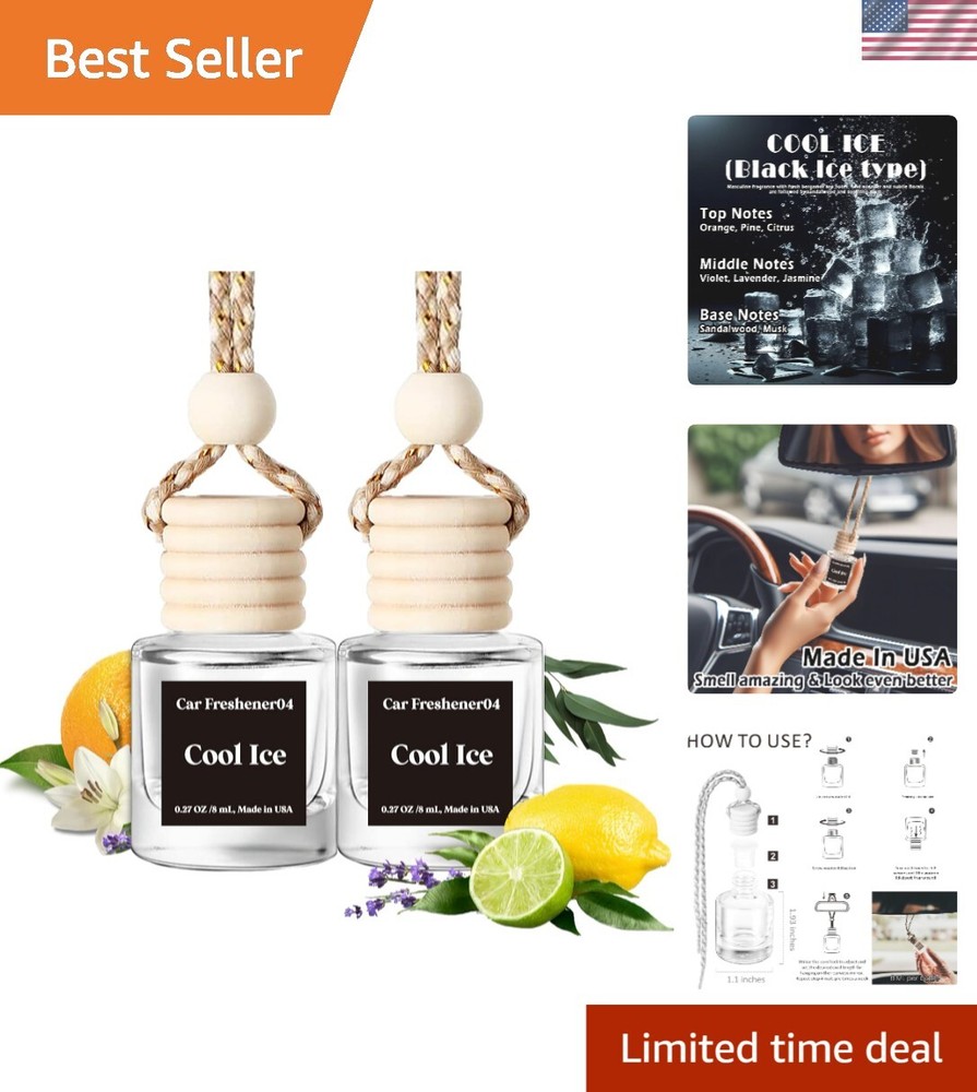 2 Pack Long Lasting Car Diffuser - Cute Hanging Freshener with Cool Ice Scent