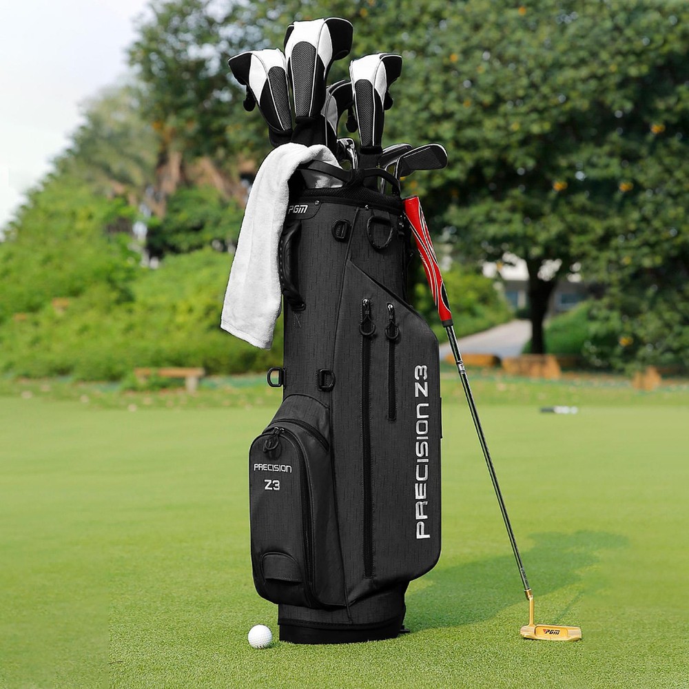 Precision Z3 Lightweight Pencil Carry Sunday Golf Bag + Dual Strap + Stand Black