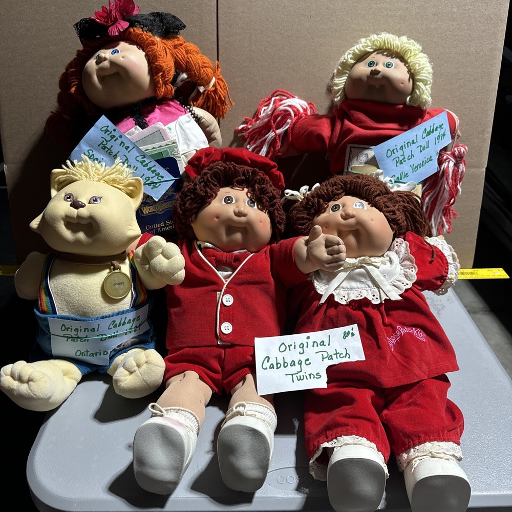 Vintage Lot Of 5 Cabbage Patch Kids Dolls With Clothes (See Photos)CP1