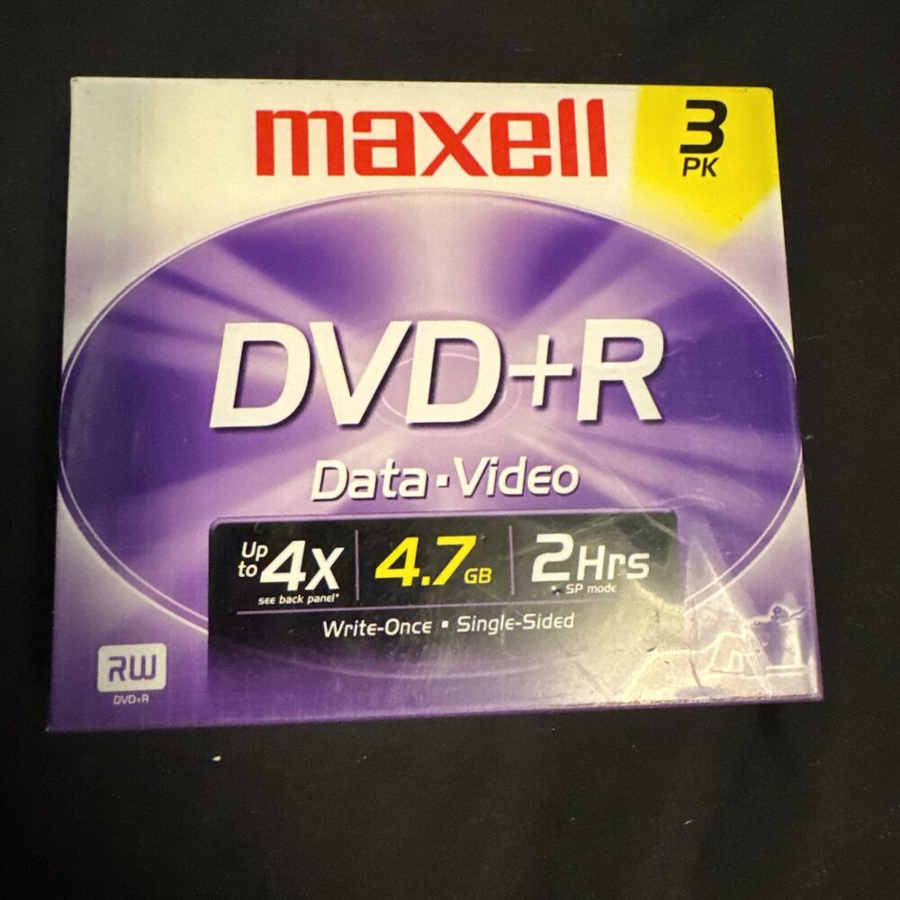 Maxell Dvd+R Discs,4.7GB,4X,W/Jewel Cases, 3/Pack