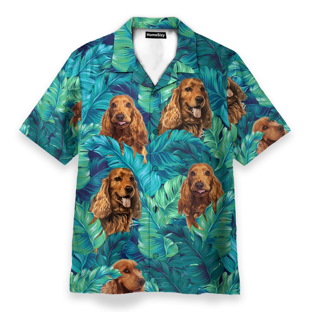 English Cocker Spaniel Tropical Pattern   Hawaiian Shirt