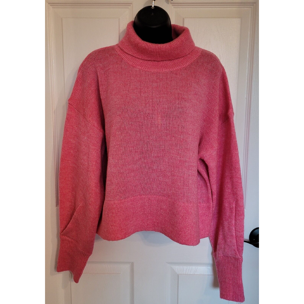 Lumiere Sweater Womans Large Turtleneck Hot Pink Cropped Knit Minimalist Balloon