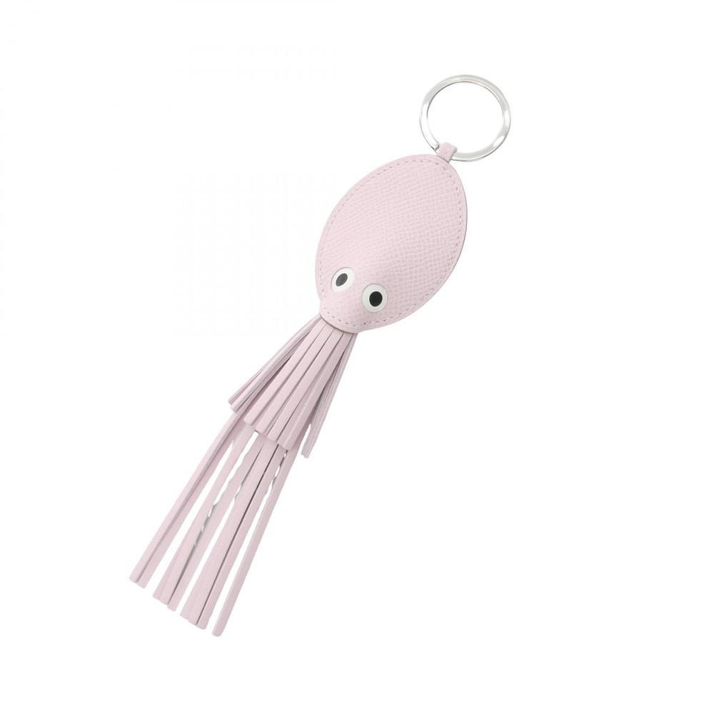 HERMES Poulpe bag charm Epsom leather Agneau milo Purple mauve pail Used W SHW