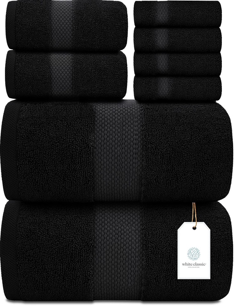 Luxury 8-Piece Turkish Cotton Bath Towel Set - Ultra Absorbent & Soft