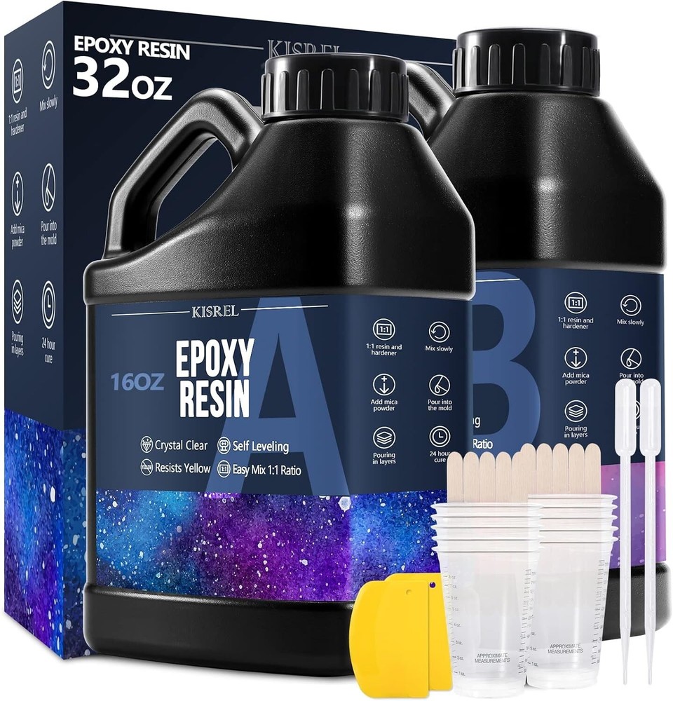 Crystal Clear 32OZ Epoxy Resin Kit for Bubble-Free Non-Yellowing Art Projects