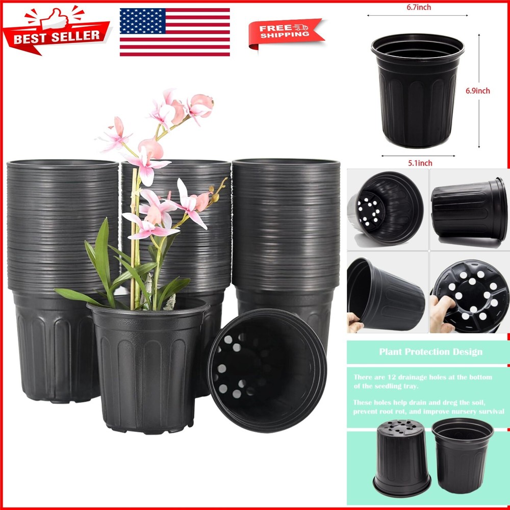 Durable 100-Pack 1 Gallon Plastic Planters with Drainage - Perfect for Gardening