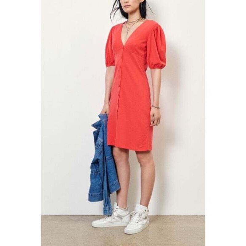 BA&SH TANY balloon sleeve dress 2 short length cotton