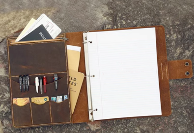 Custom A4 Brown Loose Leaf Notebook Diary Sketchbook Notepad A337-image