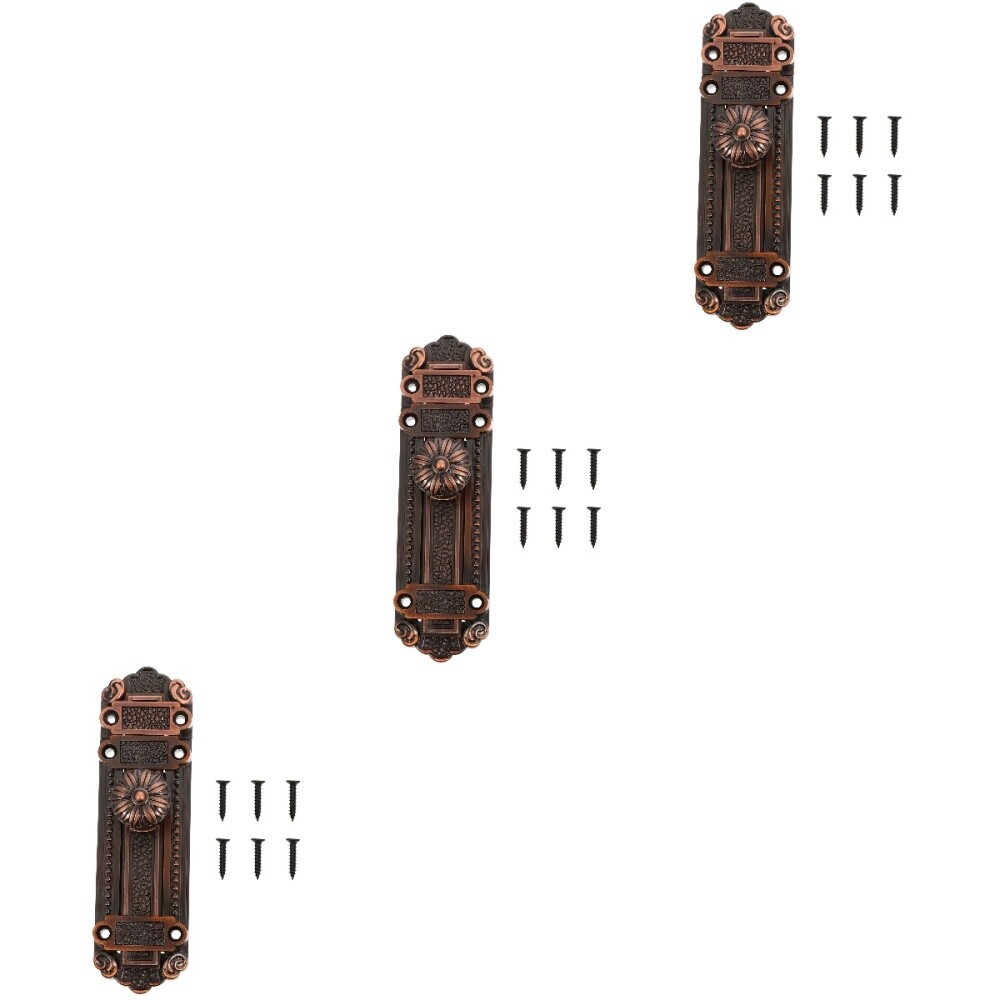 3 Pieces Vintage Door Lock Hardware Fancy Latch Plug Sliding Bolt