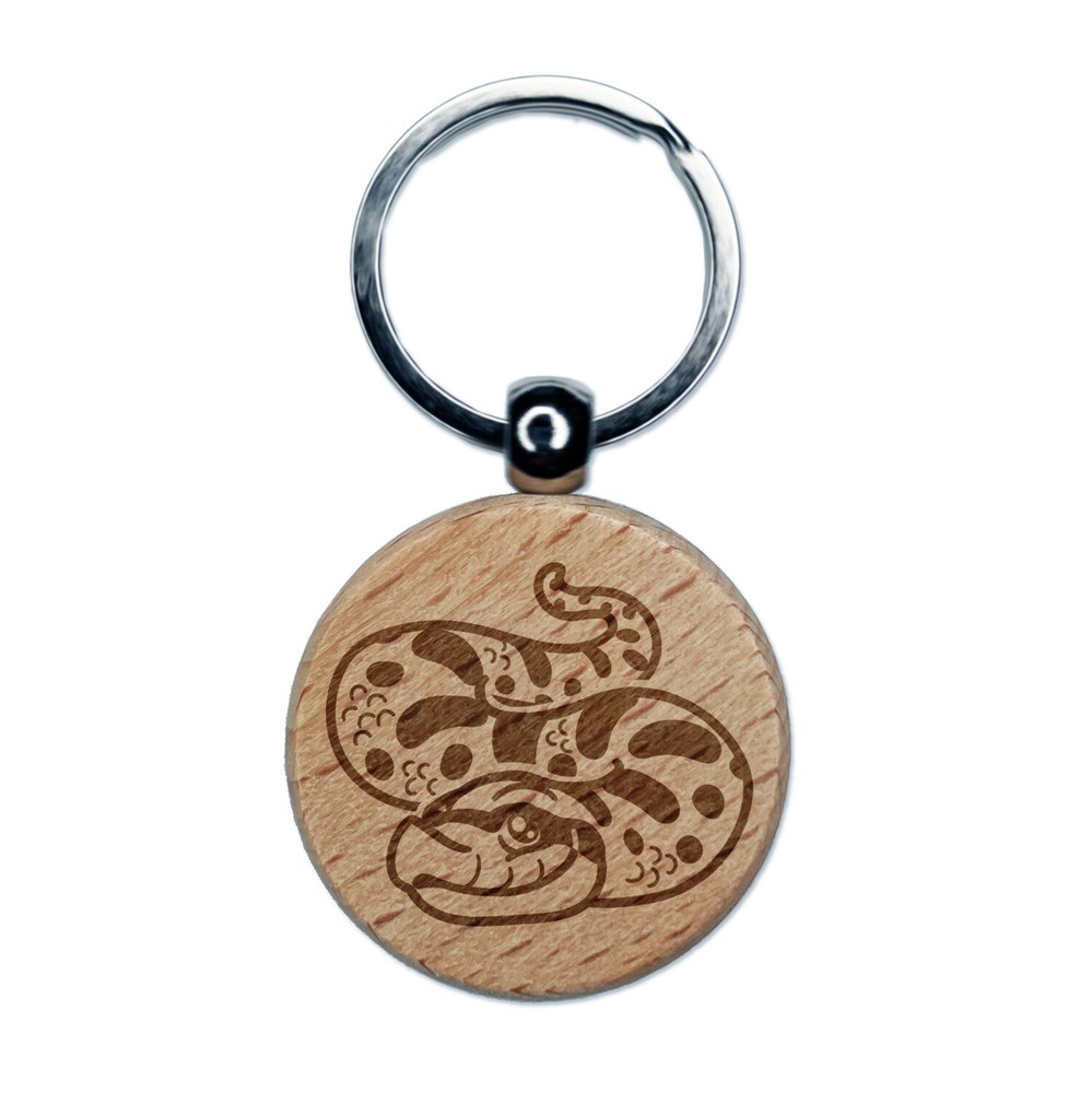Cute Hognose Snake Wooden Keychain Charm with Engraved Design  