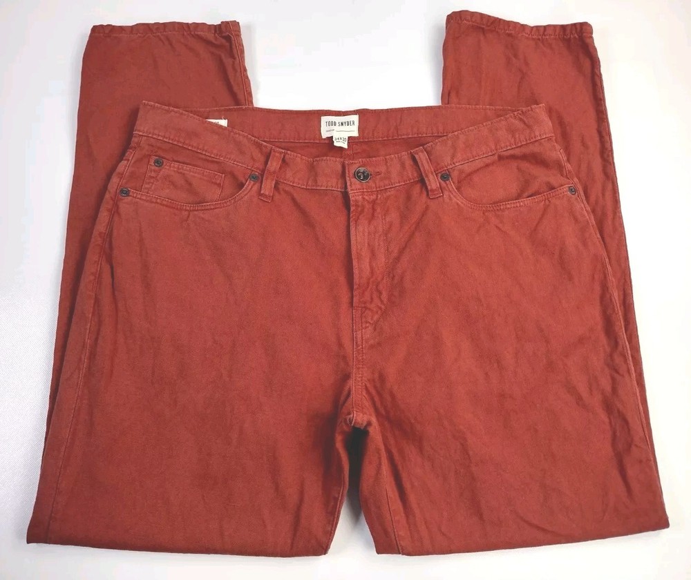 Todd Snyder Pants Men's 34x29 Orange Red Conker Linen Blend Slim Fit 5 Pocket