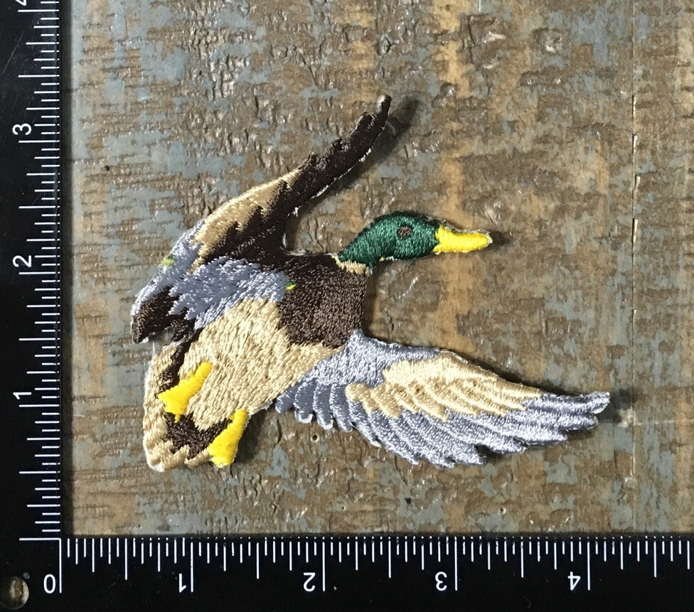 Vintage Duck Mallard Hunting Embroidered Iron-On Waterfowl Appliqué Patch