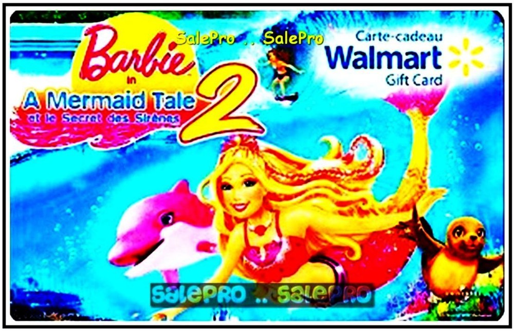WALMART BARBIE IN A MERMAID TLE DISNEY ANIMATION #FD27751 COLECTIBLE GIFT CARD