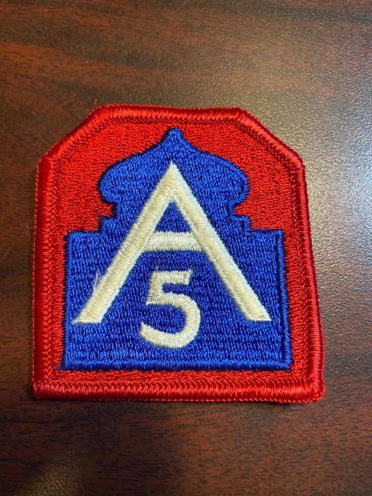 WWII Fifth Army Patch United States Military Insignia, Red and Blue A 5 patch