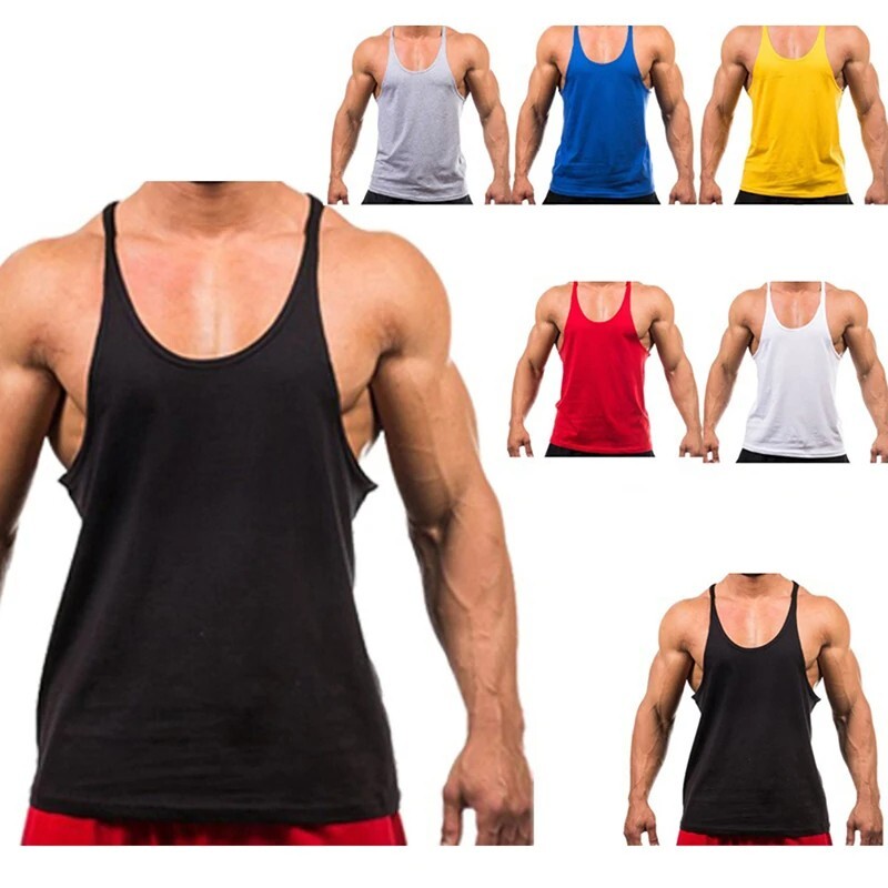 Men Gym Muscle Workout Fitness Tank Top Y Back Bodybuilding Stringer Shirt↷