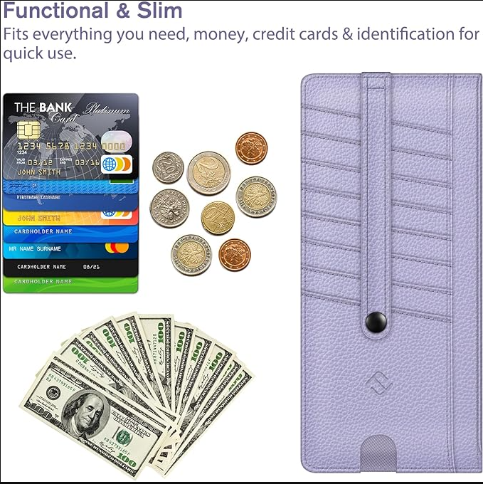 Slim RFID Blocking Credit Card Wallet with Change Pouch in Lilac Purple  -image