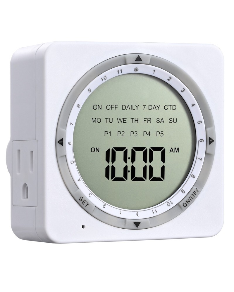 DEWENWILS Digital Timers for Electrical Outlets, Indoor Light Timer,Dual 3-Prong