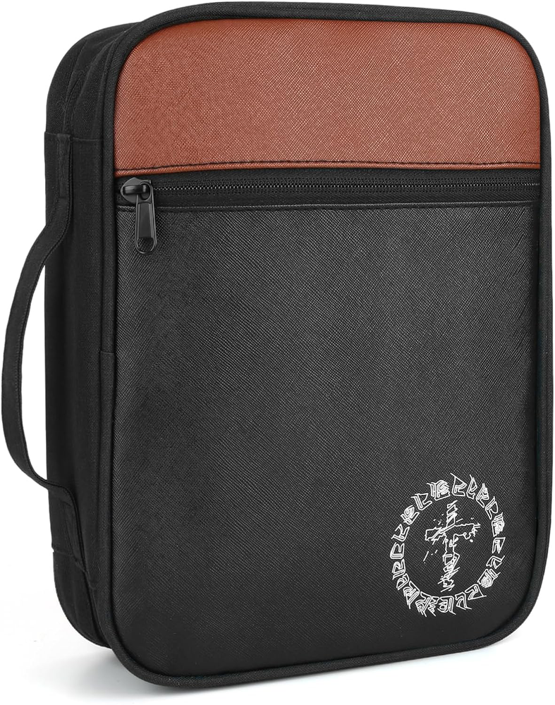 Stylish Bible Cover with Handle and Pockets - Great Christian Gift for Men & Women  