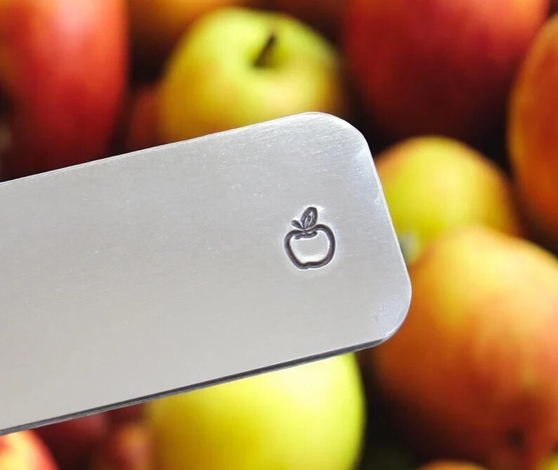 Engraved 935 Argentium Silver Money Clip with Custom Apple Design-image