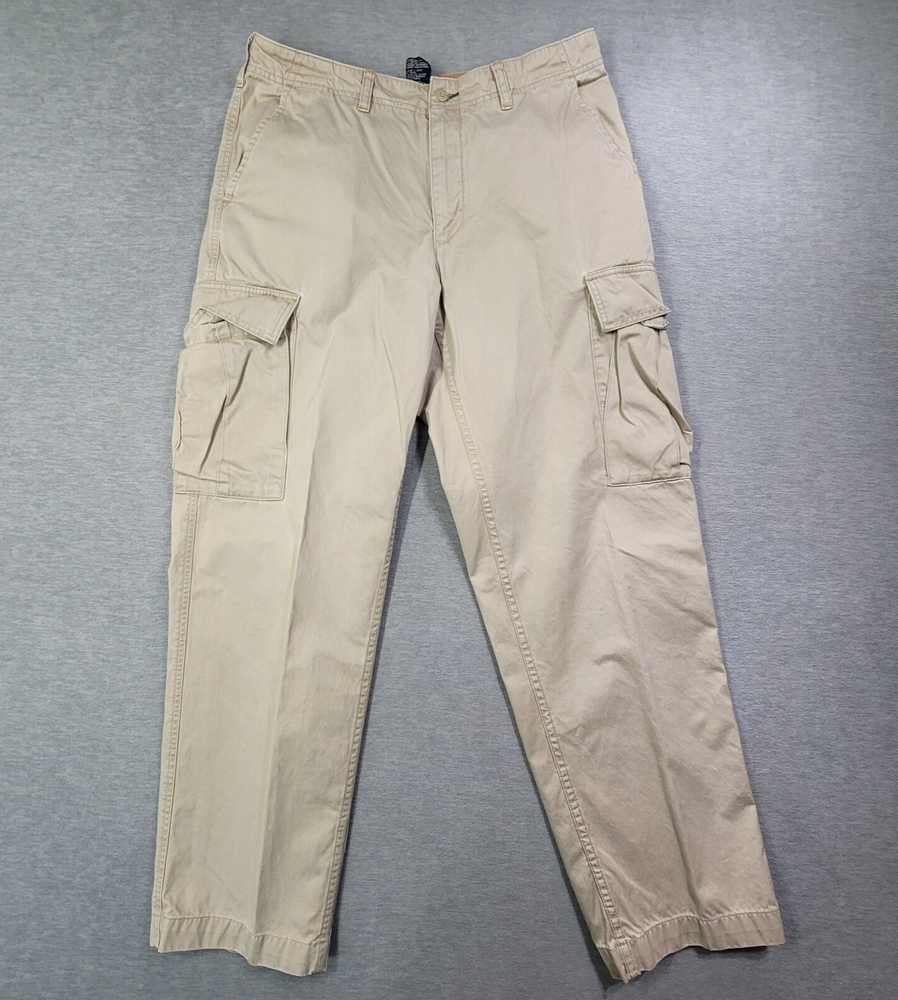 Tommy Hilfiger Cargo Pants Mens 33x32 Beige Straight Loose Utility VTG Y2K