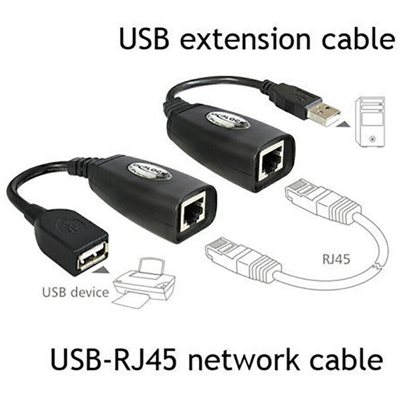 USB Ethernet Extender Cable RJ45 Cat5e/6 LAN Network Adapter Set