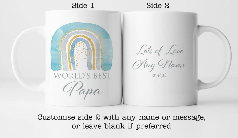 Cute Watercolour Rainbow World's Best Papa Mug Personalised Father's Day Gift