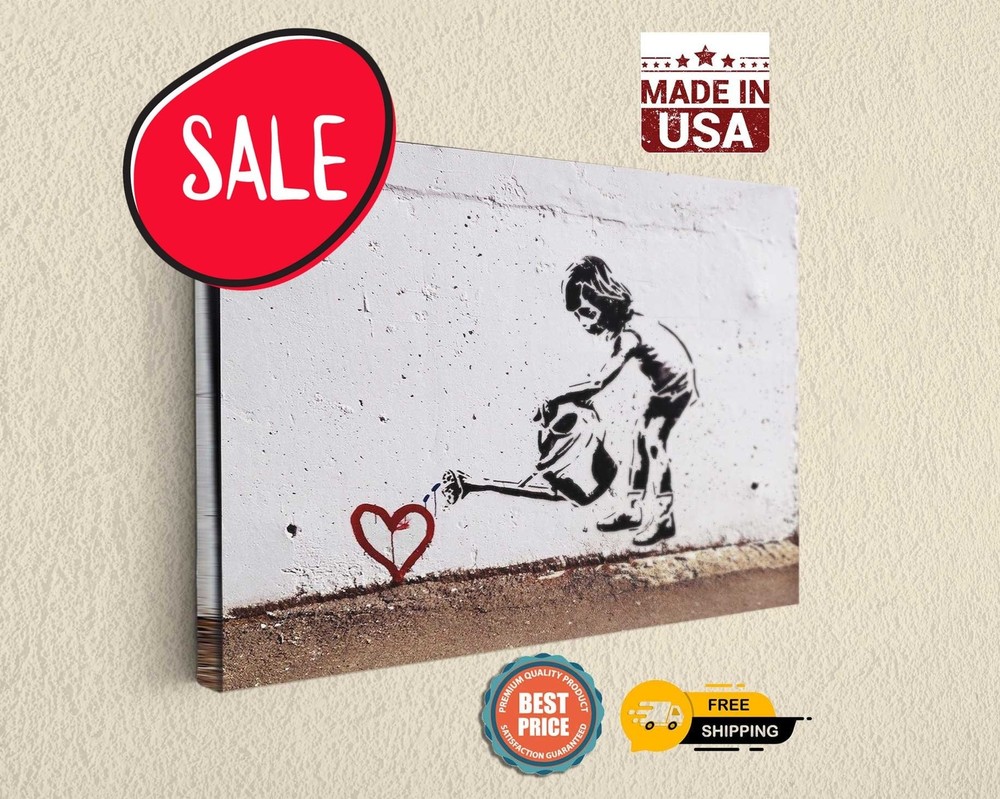 Banksy Canvas Print Planting Love Ready To Hang Home Decor Wall Art
