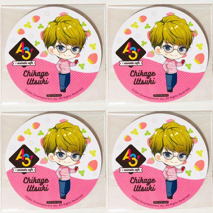 A3 Animate Cafe Spring Troupe Chikage Uki Coaster Strawberry Picking 4 Piece Set
