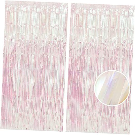 BRAVESHINE Party Decorations Iridescent Foil Fringe Backdrops - 2 Pack Clear