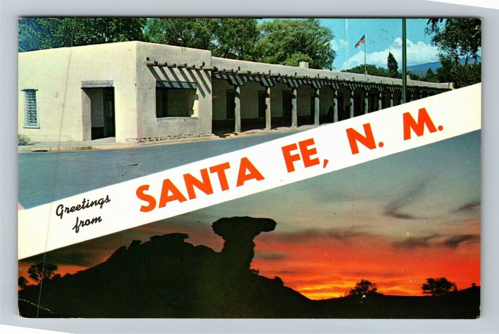 Santa Fe NM-New Mexico Governor's Palace Banner Greeting c1972 Vintage Postcard